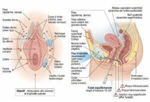 Anatomie des grandes lèvres et injection d'acide hyaluronique